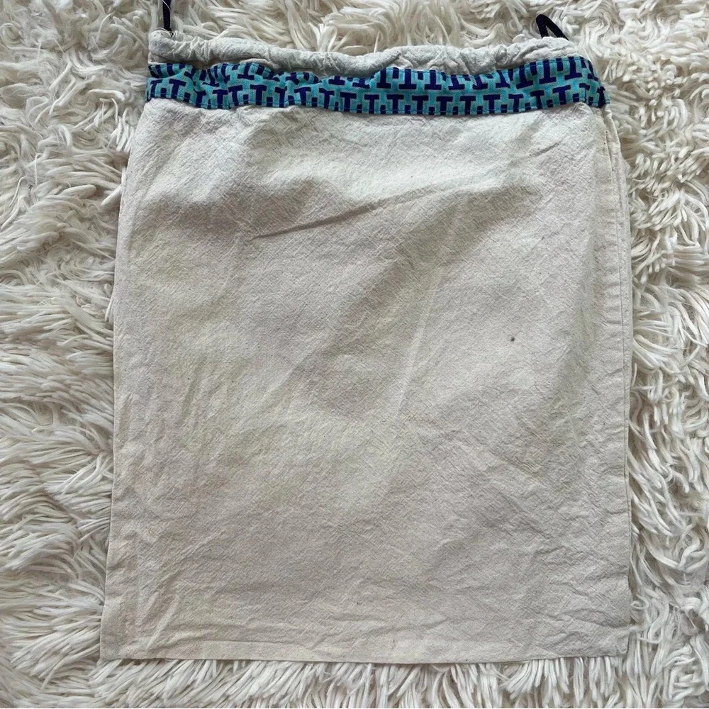 Tory Burch shoe duster bag handbag storage drawstring blue armament beige 11x12